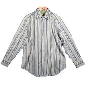Robert Graham Mens Size Large Designer Button Down Long sleeve Shirt Silk Trim
